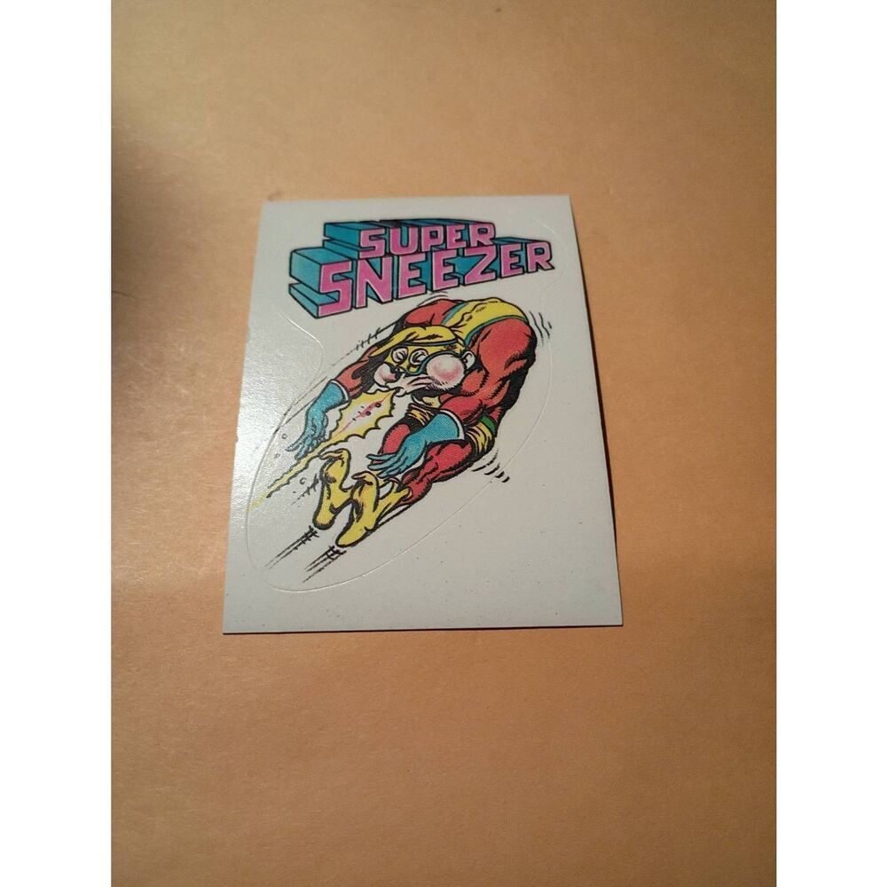 1983 General Mills Zero Heroe Trading Card Sticker Card Vintage 29 Super Sneezer